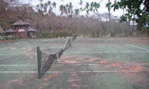 Playing tennis with the net down