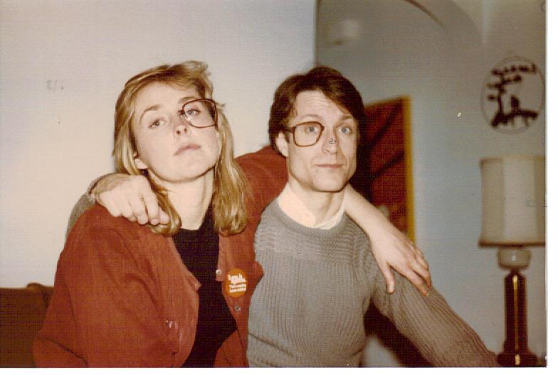 Goofy couple with broken eyeglasses